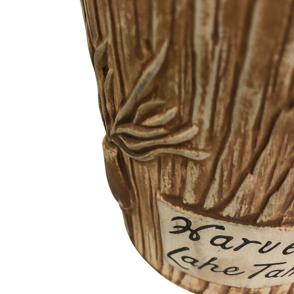 Vintage Otagiri Tiki Bucket Mug Harvey's Lake Tahoe Sculpted Textured Brown - Picture 5 of 8